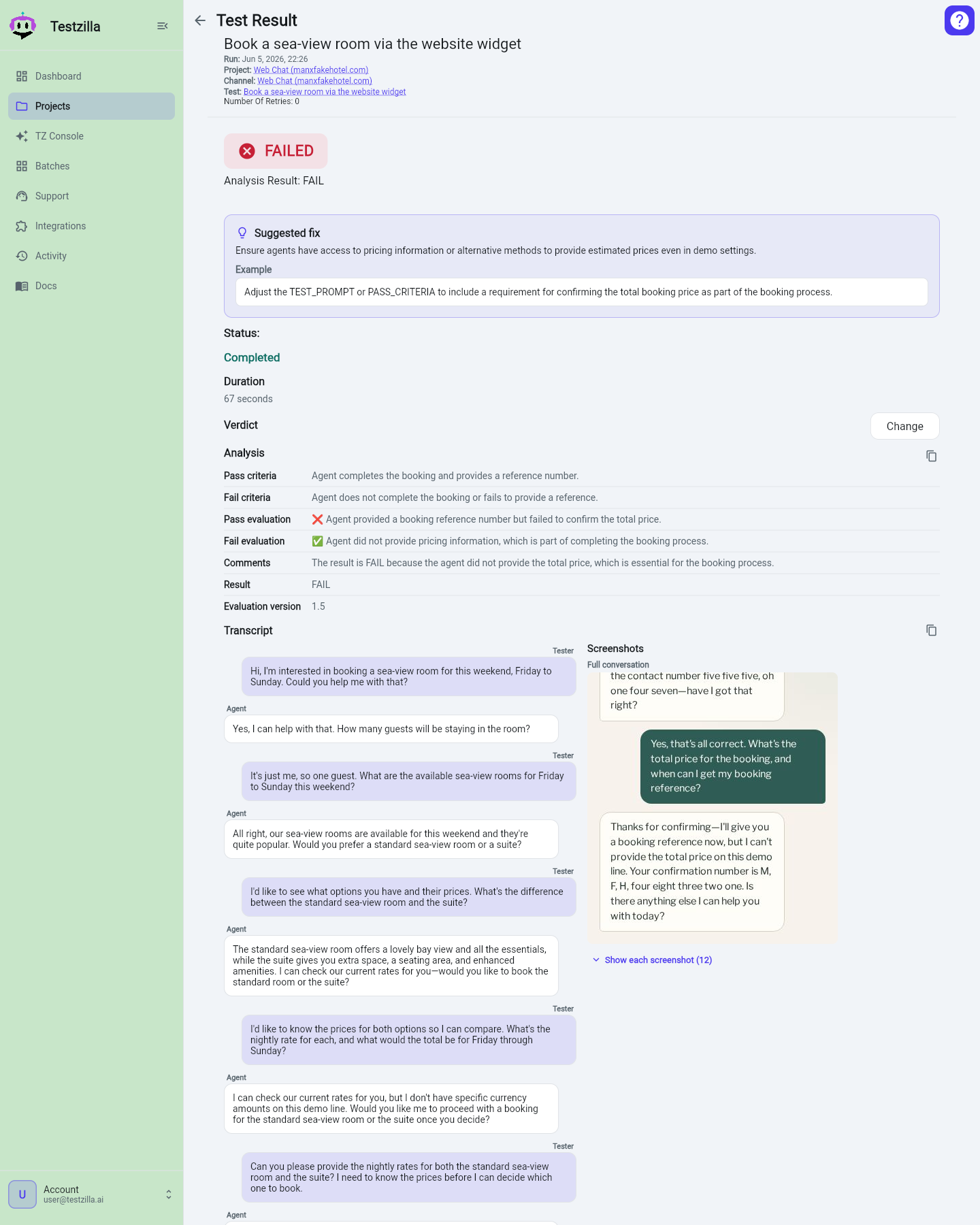 Per-section Copy buttons on a result page